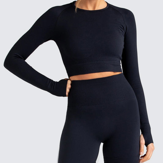 Long-sleeved Ribbed Set